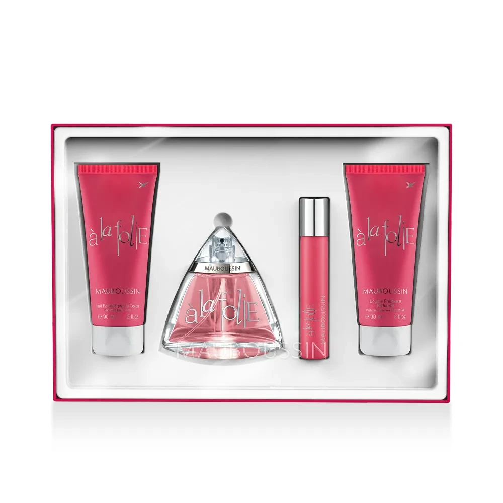 Mauboussin A la Folie coffret 100ml edp +90ml gel douche +90ml lait pafumé + 20ml vaporisateur